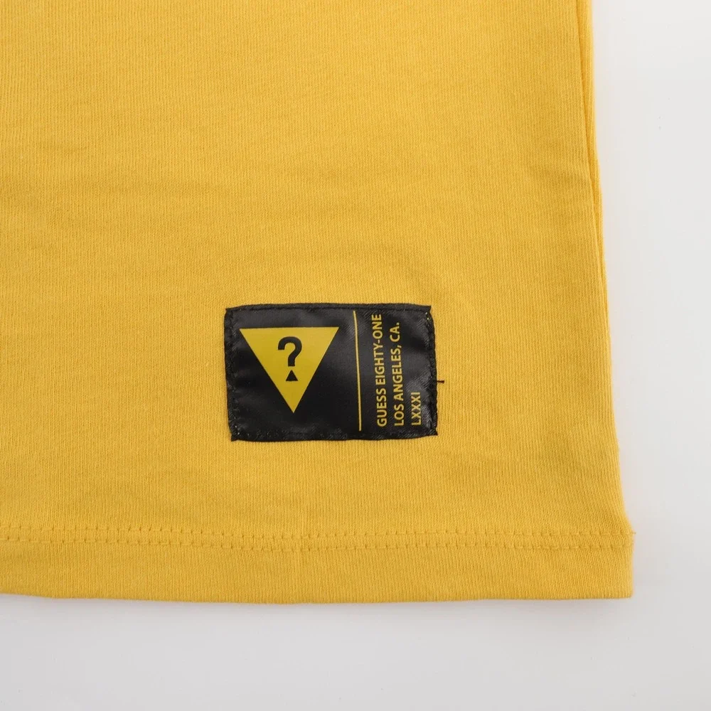 NEW GUESS Los Angeles Graphic Logo Crewneck T-Shirt Mellow Sun Yellow Mens Large - Picture 5 of 11
